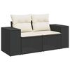 vidaXL 2-personers havesofa med hynder polyrattan sort