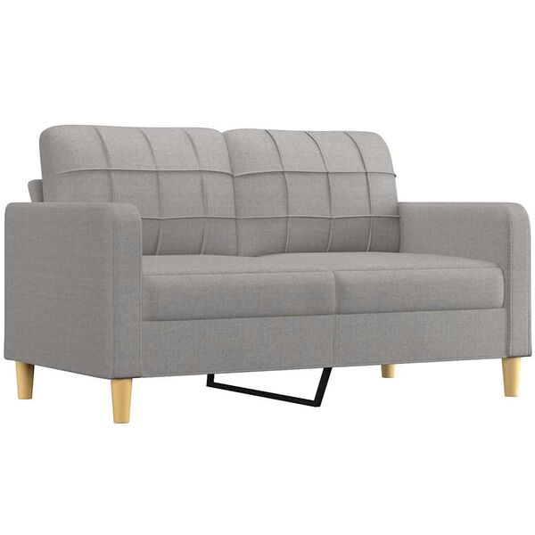 vidaXL 2-personers sofa med puder og hynder 140 cm stof lysegr&aring;