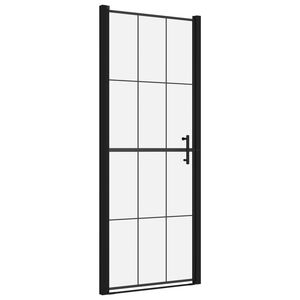 vidaXL brusedør 91 x 195 cm hærdet glas sort