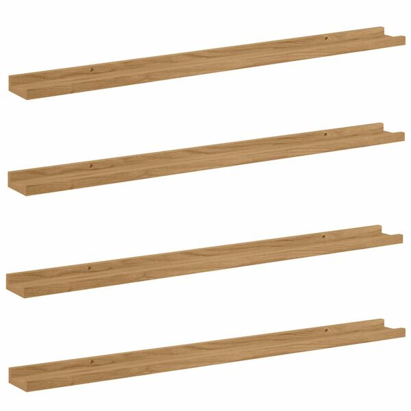 vidaXL V&aelig;ghylde med hylde 4 pcs Brun 100 x 9 x 3 cm Konstrueret tr&aelig;