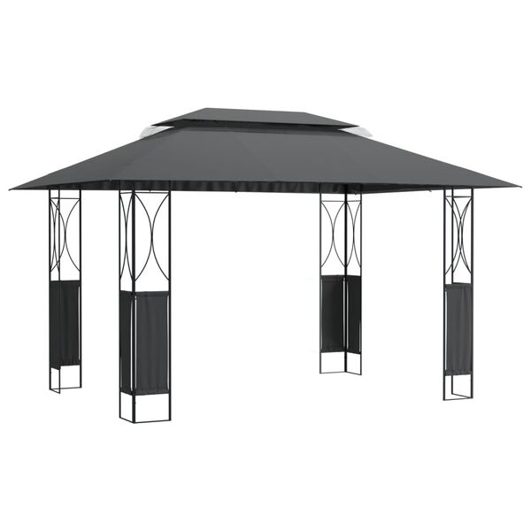 vidaXL pavillon med tag 400x300x270 cm st&aring;l antracitgr&aring;
