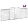 vidaXL buede gabionkurve 8 stk. 300x30x100/120 cm galvaniseret jern