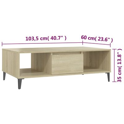 vidaXL sofabord 103,5x60x35 cm spånplade sonoma-eg