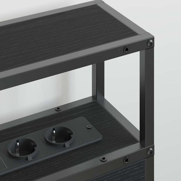 vidaXL Opbevaringshovedgavl med hylde Sort eg 150 cm Konstrueret tr&aelig;