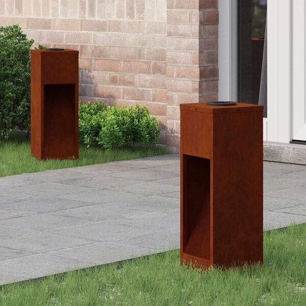 vidaXL Solar Led Sti Lys med batteridrevne lys 2 pcs Bronze Cortenst&aring;l