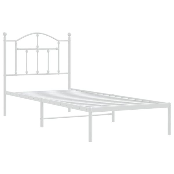 vidaXL sengeramme med sengegavl 90x200 cm metal hvid