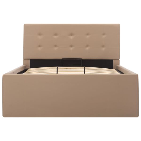 vidaXL hydraulisk opbevaringsseng 90 x 200 cm kunstlæder cappuccino
