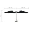 vidaXL dobbelt parasol 600x300 cm st&aring;lstang sort