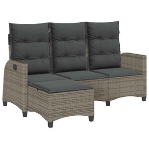 vidaXL loungestol med hynder og l&aelig;nefunktion L-formet polyrattan gr&aring;
