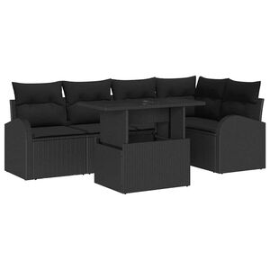 vidaXL Havesofa S&aelig;t med pude med opbevaring 6 pcs Sort Poly rattan