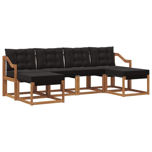 vidaXL Udend&oslash;rs sofagruppe med pude 6 pcs Naturlig og sort