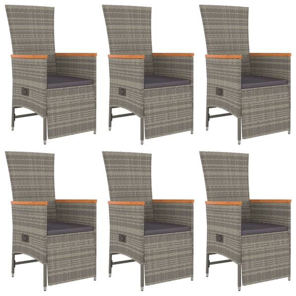 vidaXL spisebordss&aelig;t til haven 7 dele med hynder polyrattan gr&aring;