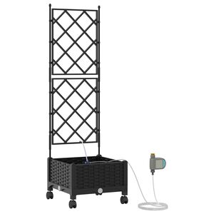 vidaXL Havekrukke med vanding og hjul Sort 40 x 40 x 132 cm PP