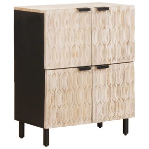 vidaXL Sideboard Hvid Vask Finish 60 x 33 x 75 cm Massivt mangotr&aelig;