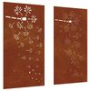 vidaXL udend&oslash;rs v&aelig;gdekoration 2 dele 105x55 cm blomster cortenst&aring;l