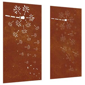 vidaXL udend&oslash;rs v&aelig;gdekoration 2 dele 105x55 cm blomster cortenst&aring;l