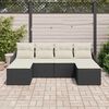 vidaXL Havesofa Sæt med pude 6 pcs Sort Poly rattan