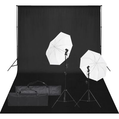 vidaXL fotostudiesæt med lampesæt og baggrund