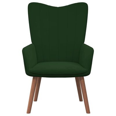 vidaXL lænestol med fodskammel fløjl mørkegrøn