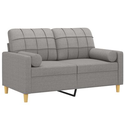 vidaXL 2-personers sofa med puder og hynder 120 cm stof lysegrå