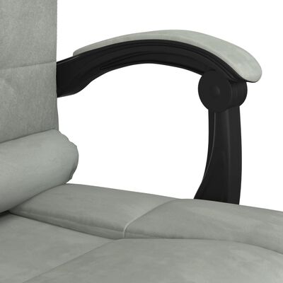 vidaXL kontorstol med massagefunktion fløjl lysegrå