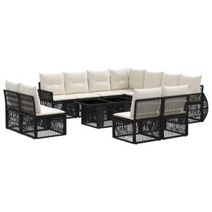 vidaXL Havesofa S&aelig;t 12 stk. Sort og Cremehvid polyrattan