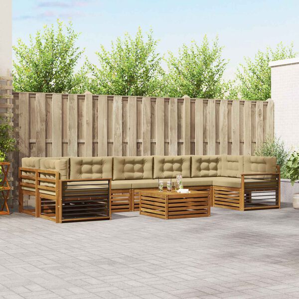 vidaXL Udend&oslash;rs sofagruppe med pude 8 pcs Naturlig og Beige
