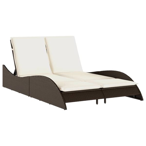 vidaXL liggestol med hynder 114x205x73 cm polyrattan brun