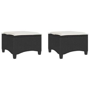 vidaXL havestole med hynder 2 stk. 55x55x36 cm polyrattan sort