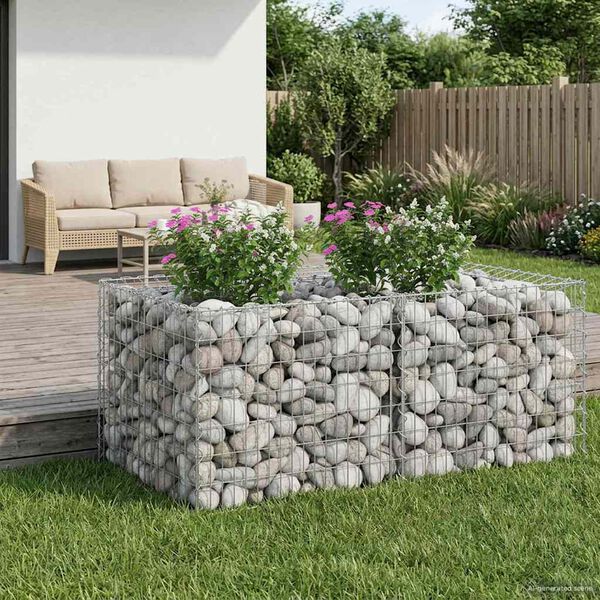 vidaXL Gabion h&oslash;jbed S&oslash;lv 100 x 100 x 60 cm Galvaniseret st&aring;l