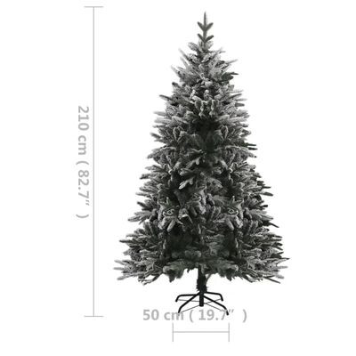 vidaXL kunstigt juletræ med lys og sne 210 cm PVC og PE