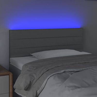 vidaXL sengegavl med LED-lys 80x5x78/88 cm stof lysegrå