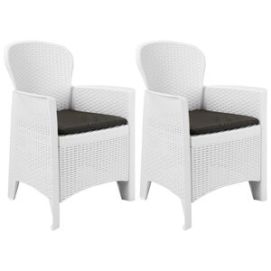 vidaXL havestole 2 stk. med hynde plastik rattanlook hvid