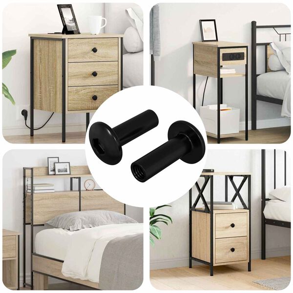 vidaXL Sleeve M&oslash;trikker 2 pcs Sort M4 x 14,5 mm Jern