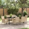 vidaXL Have Spisebordss&aelig;t med pude 7 pcs Beige polyrattan
