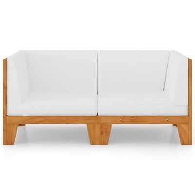 vidaXL 2-personers sofa med cremehvide hynder massivt akacietræ