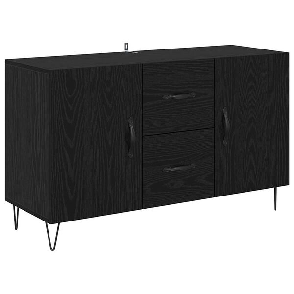 vidaXL Sideboard med skuffe Sort eg 100 x 36 x 60 cm Konstrueret tr&aelig;