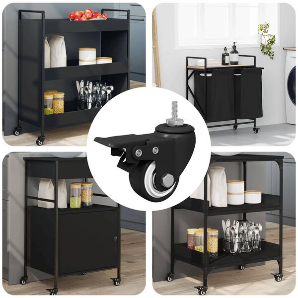 vidaXL Hjul 12 pcs Sort M6 x 37 mm Jern og nylon