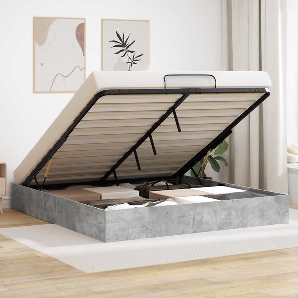 vidaXL Ottoman Sengestel Beton 193 x 120 x 25 cm Sp&aring;nplade