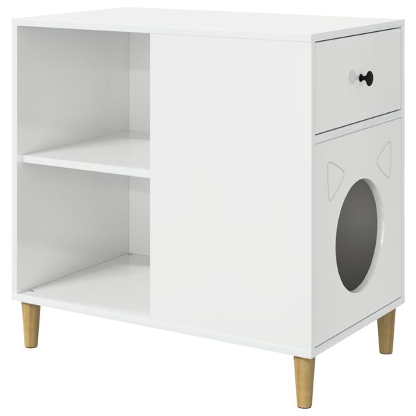 vidaXL Kat Hus Gloss Hvid 72 x 42.5 x 70 cm Konstrueret tr&aelig;