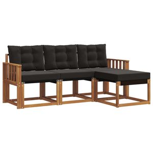 vidaXL Udend&oslash;rs sofagruppe med pude 4 pcs Naturlig og sort
