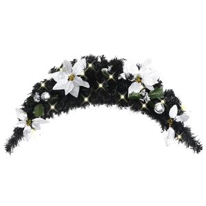 vidaXL julekrans buefacon med LED-lys 90 cm PVC sort