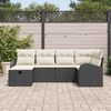 vidaXL Havesofa Sæt med pude med opbevaring 6 pcs Sort Poly rattan
