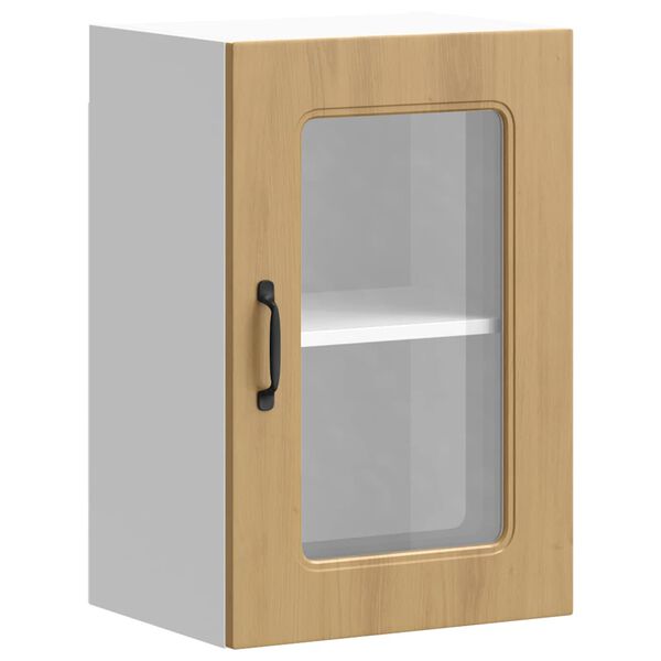 vidaXL k&oslash;kkenv&aelig;gskab med vitrinel&aring;ge "Kalmar" kunstf&aelig;rdigt egetr&aelig; konstrueret tr&aelig;