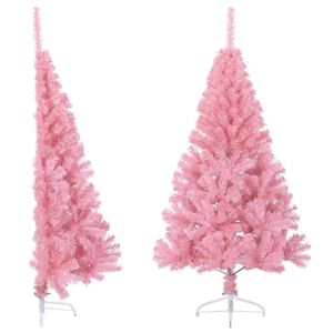 vidaXL kunstigt halvt juletr&aelig; med juletr&aelig;sfod 120 cm PVC pink