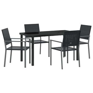 vidaXL Have Spisebordss&aelig;t 5 stk. Sort PE Rattan
