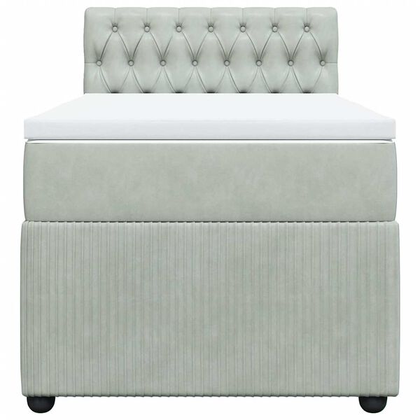 vidaXL kontinentalseng med madras 90x190 cm fl&oslash;jl lysegr&aring;