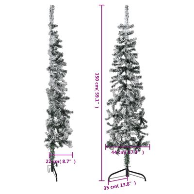 vidaXL kunstigt halvt juletræ med sne 150 cm smalt