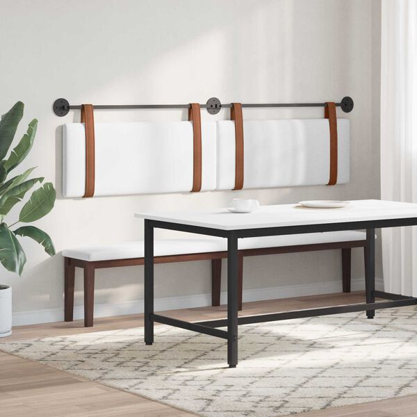 vidaXL H&aelig;ngende Hovedgavl V&aelig;gmonteret Hvid 210 x 55 x 5 cm Antik PU