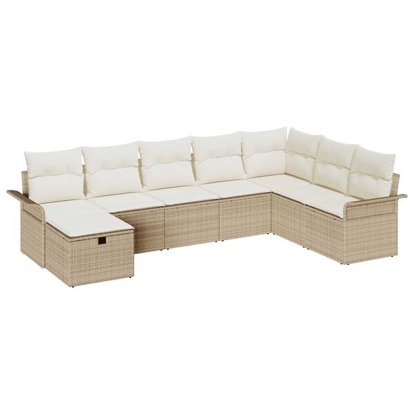 vidaXL Havesofa S&aelig;t med pude 8 pcs Beige og creme polyrattan